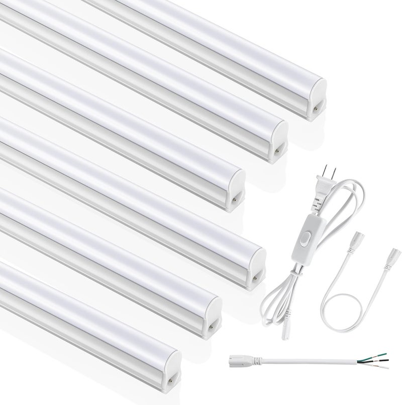 SUNLINKCO (6 Pack) 4FT T5 LED Integrated Fixture, 6500K,20W,2300LM(Super Bright White) Linkable LED Shop Light,Garage Ceiling and Cabinet Light,Strip Light,Corded Electric with ON/Off Switch - Image 1